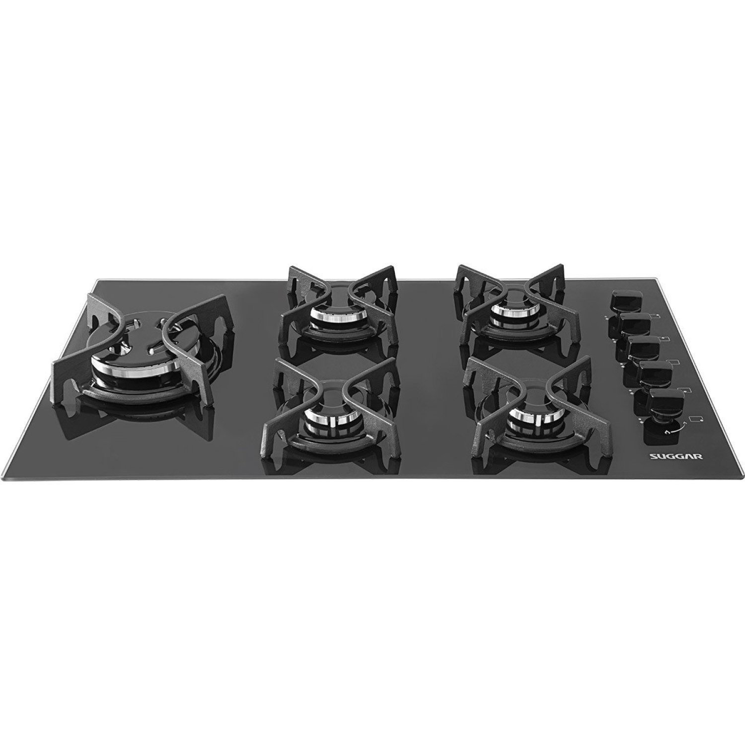 Cooktop Tri-chama Lateral 5 Bocas Ferro Fundido a Gás Suggar Bivolt Preto