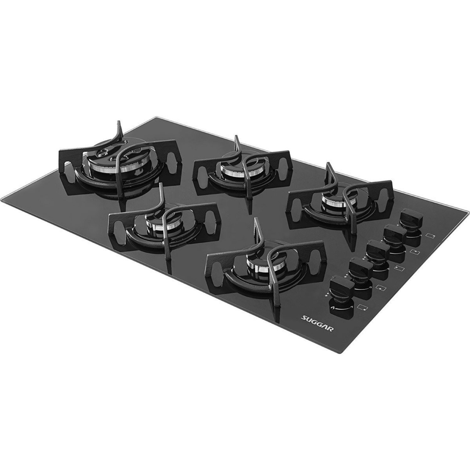 Cooktop Tri-chama Lateral 5 Bocas Ferro Fundido a Gás Suggar Bivolt Preto - 2