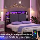 Ver imagem 7 de Cabeceira Cama Box Casal Estofada com Led, Tomadas Usb Tipo C e Prateleiras Laterais