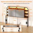 Ver imagem 4 de Cabeceira Cama Box Casal Estofada com Led, Tomadas Usb Tipo C e Prateleiras Laterais