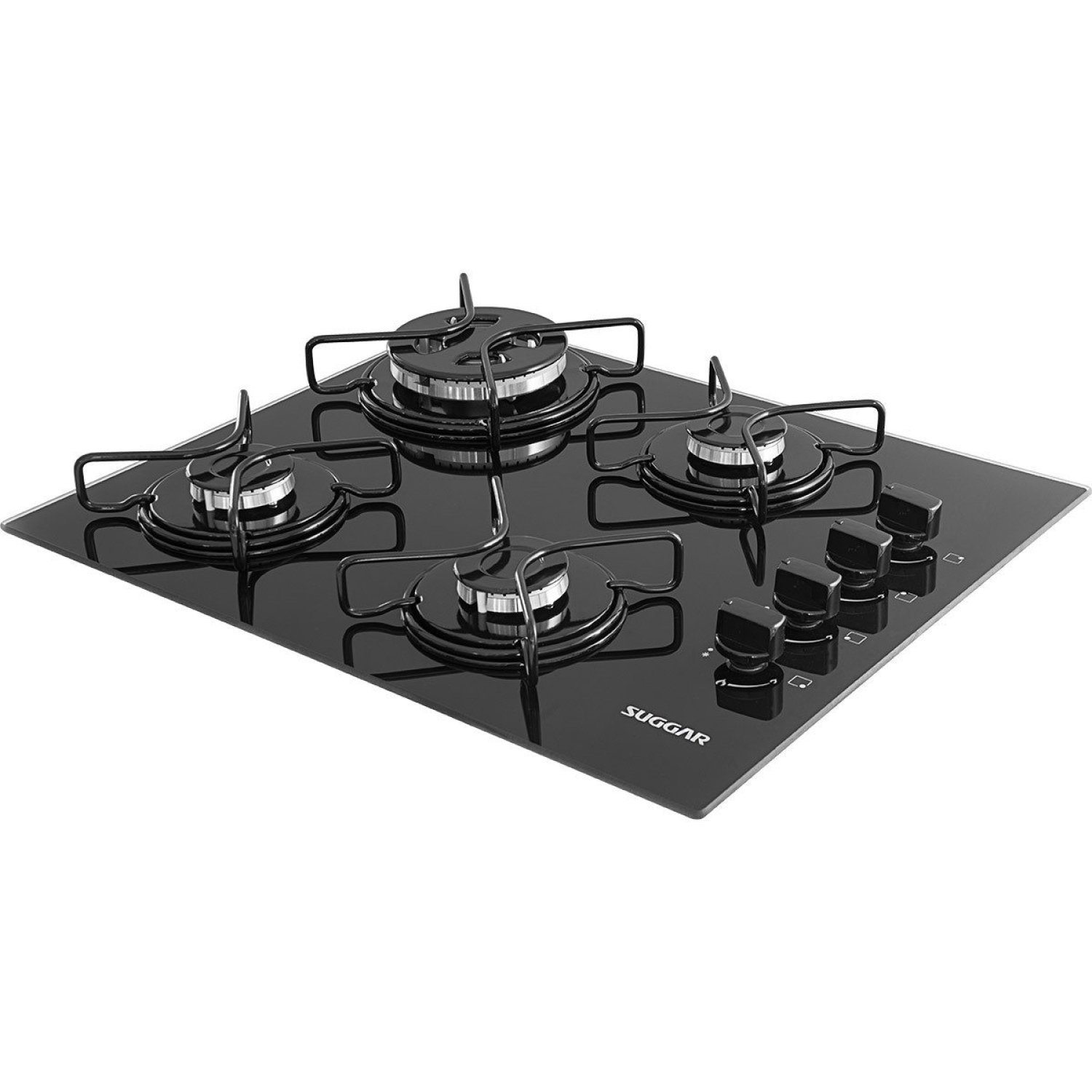 Cooktop Tri-chama Esmaltado 4 Bocas Suggar Bivolt Preto