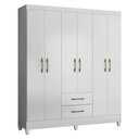 Ver imagem 1 de Guarda Roupa 6 Portas 2 Gavetas Branco Moval Móveis Panamá 182x153x47