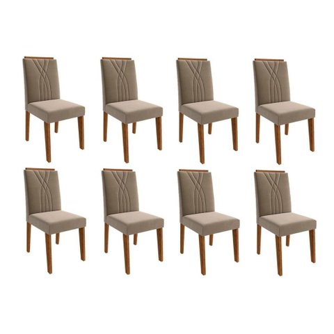 Cadeira Sala de Jantar Nicole Kit 8 Un Savana/suede Joli - Cimol