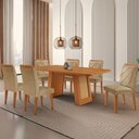 Ver imagem 1 de Mesa de Jantar Carolina Tampo 180cm Mdf Canto Copo e 6 Cadeiras Melissa Moderna Mobilia