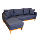 Ver imagem 2 de Sofá Chaise Rússia | Base Madeira & Tecido Impermeável | Bipartido | 3 Lugares | 230cm | Marinho