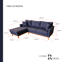 Ver imagem 4 de Sofá Chaise Rússia | Base Madeira & Tecido Impermeável | Bipartido | 3 Lugares | 230cm | Marinho