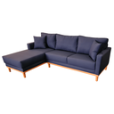 Ver imagem 3 de Sofá Chaise Rússia | Base Madeira & Tecido Impermeável | Bipartido | 3 Lugares | 230cm | Marinho