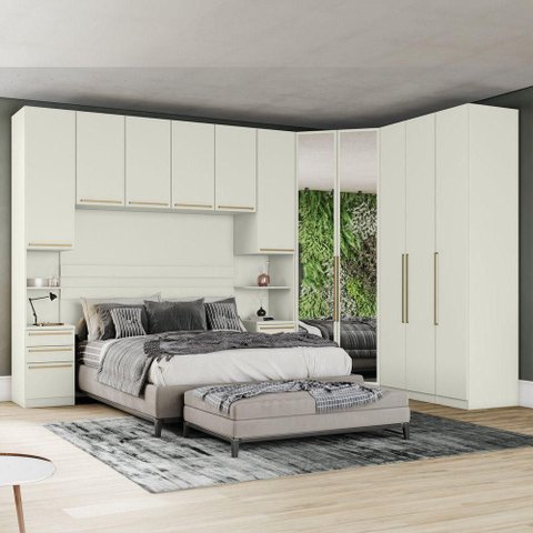 Quarto Modulado Bellagio 13 Portas 9 Gavetas MDP 240cm Bege Casa 812