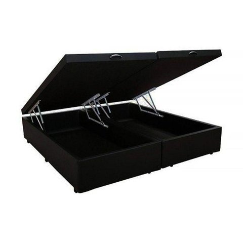 Cama Box com Baú Casal Bipartido Homequeen Suede Preto