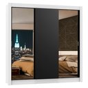 Ver imagem 3 de Guarda Roupa Casal Madesa Mônaco 3 Portas de Correr com Espelhos - Branco/preto