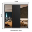 Ver imagem 4 de Guarda Roupa Casal Madesa Mônaco 3 Portas de Correr com Espelhos - Branco/preto