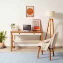 Ver imagem 1 de Escrivaninha Mesa Escritório Ananda 2 Gavetas 120cm MDF CabeCasa MadeiraOriginals Off-White e Mel Marrom