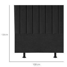Cabeceira de Cama Solteiro Box Estofada 100 cm Karla Corino:Preto - 3