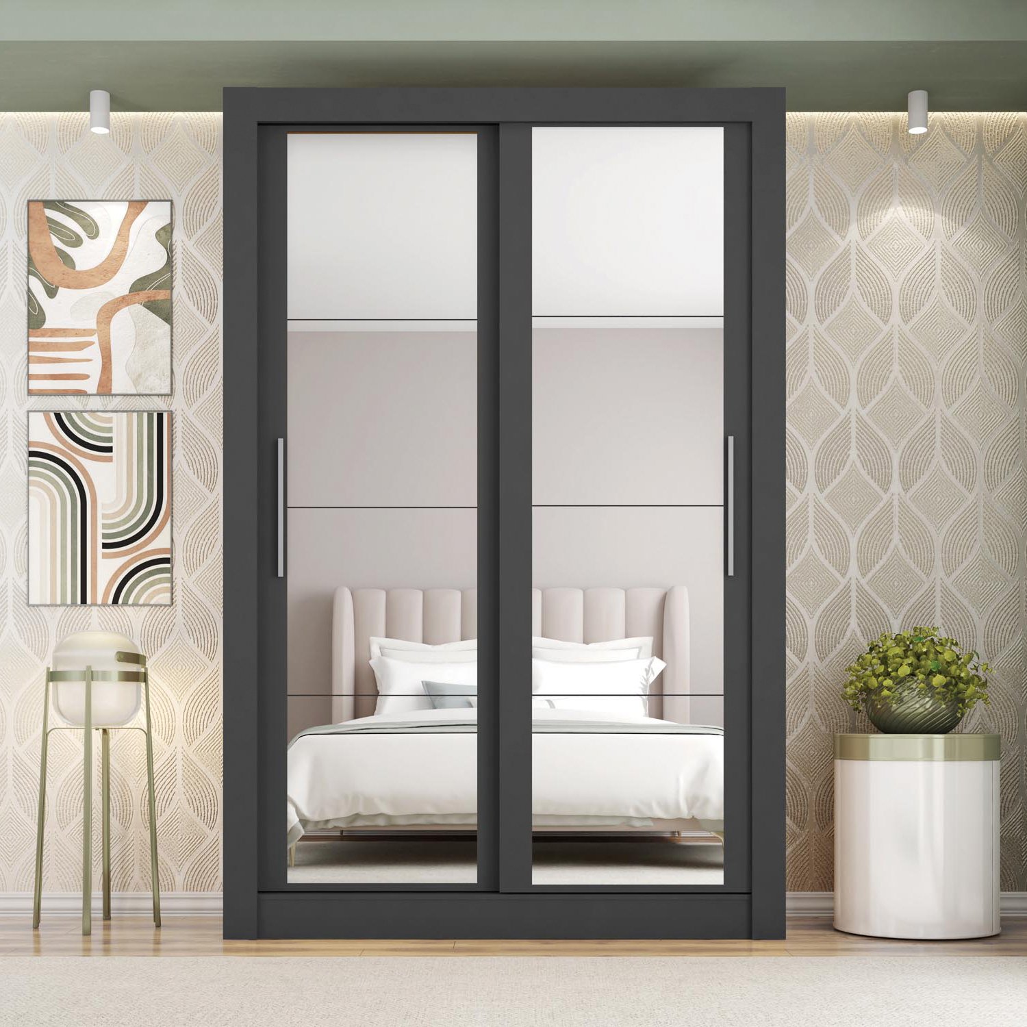 Guarda Roupa Solteiro 2 Portas com Espelhos e 4 Gavetas Quito Espresso Móveis - 10