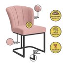Ver imagem 3 de Kit 2 Cadeira Poltrona Flor Pés Metal Preto Mesa Jantar Cozinha Cor:rosa