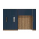 Ver imagem 2 de Guarda Roupa Quarto Modulado Casal Adapt 4 Peças Nogueira/Azul Profundo 376cm - Kappesberg