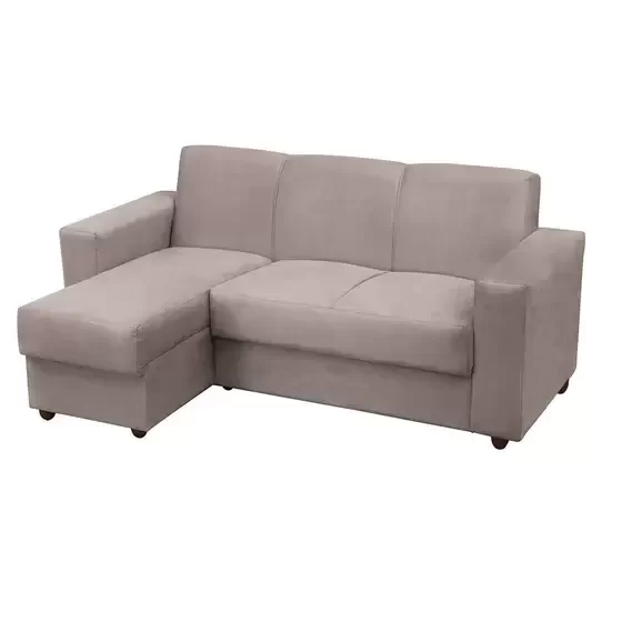 Sofá 3 Lugares com Chaise Bia Suede Bege - 1