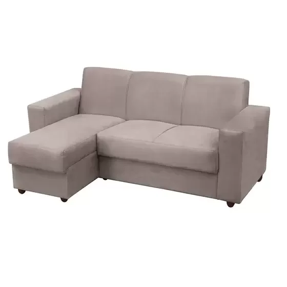 Sofá 3 Lugares com Chaise Bia Suede Bege