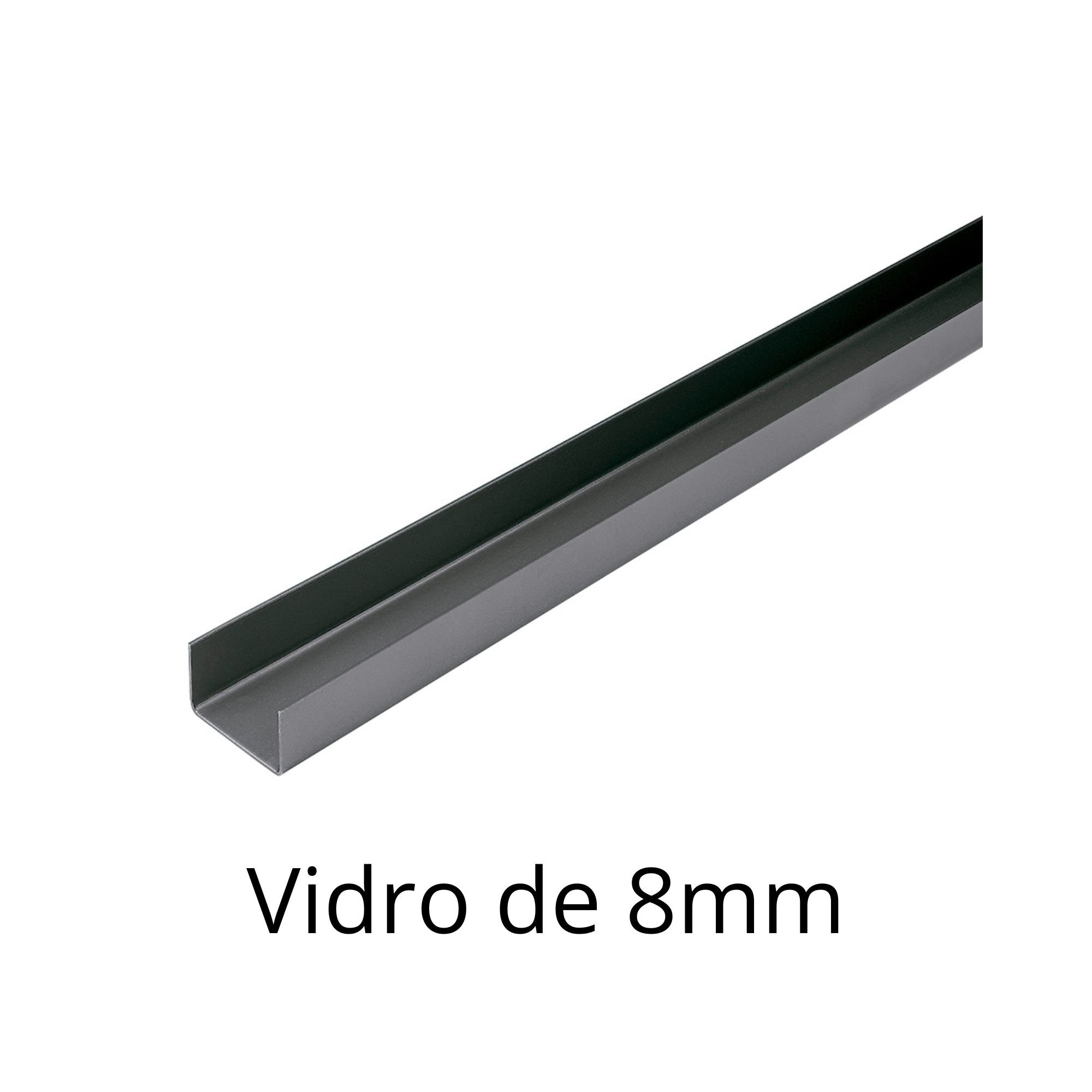 Perfil U Inox - Vidro de 08mm - Polido - 100cm - 1