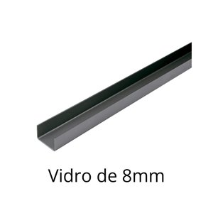 Perfil U Inox - Vidro de 08mm - Polido - 100cm