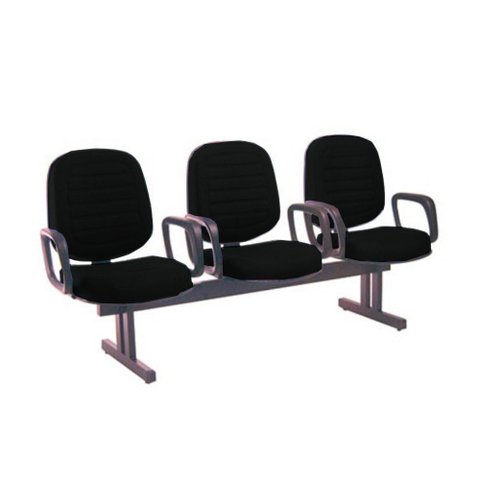 Cadeira em Longarina com 03 Lugares Linha Blenda Preto