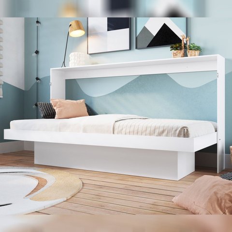 Cama Articulável Horizontal Solteiro Juvenil com Estação de Trabalho 90 Latino Branco
