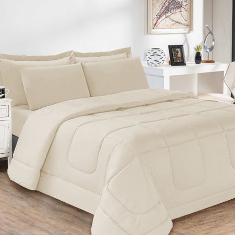 Jogo de Cama Soft Conforto Casal Queen 5 Peças Bege Casa Dona