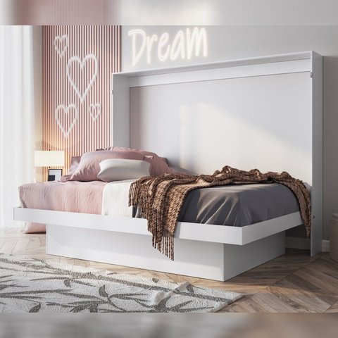 Cama Articulável Horizontal Casal com Estação de Trabalho 140 Latino Branco