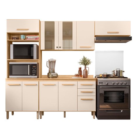 Conjunto de Cozinha Madre Modulado com 10 Portas 2 Gavetas
