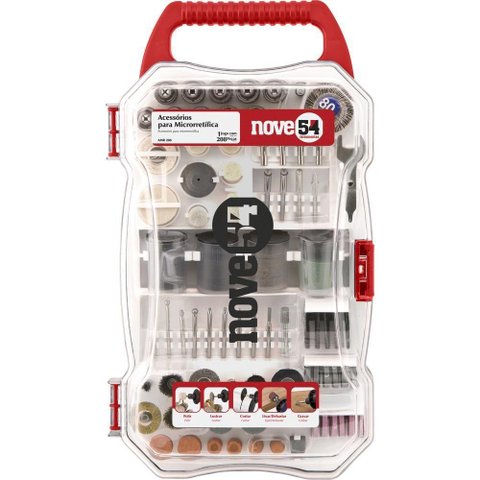 Jogo de Acessórios P/ Microrretífica C/ 208 Pç Amr208 Nove54
