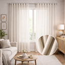 Ver imagem 2 de Cortina Tecido Linho Flamê Off White Ilhós Cromado - 3,00x2,40 Abertura Lateral