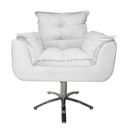 Ver imagem 1 de Jogo 2 Poltronas Estofada Consultório Base Giratória de Metal Opala Suede Branco - LM DECOR