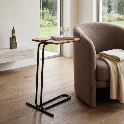 Mesa de Apoio Lateral 70 x 40 cm Luna Cinamomo e Preto
