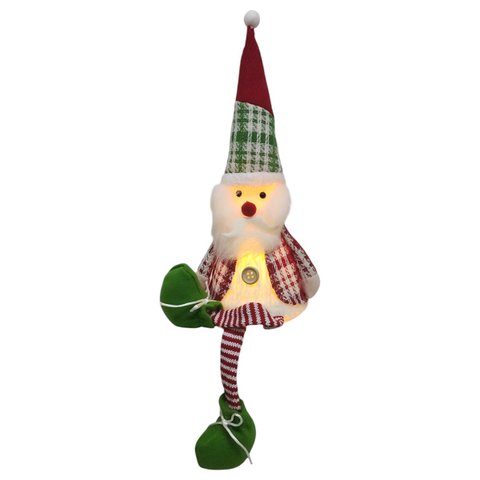 Papai Noel Sentado Natal Natalino com Luz Iluminado Pernas Moles Festa Fim de Ano Decoraçao Mesa Est