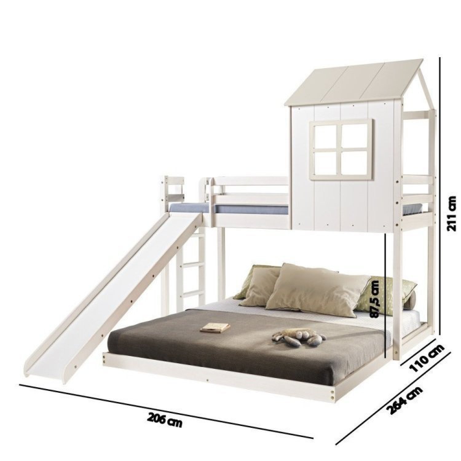 Beliche Solteiro Queen Montessoriano Cabana Family com Escorregador Casatema - 7