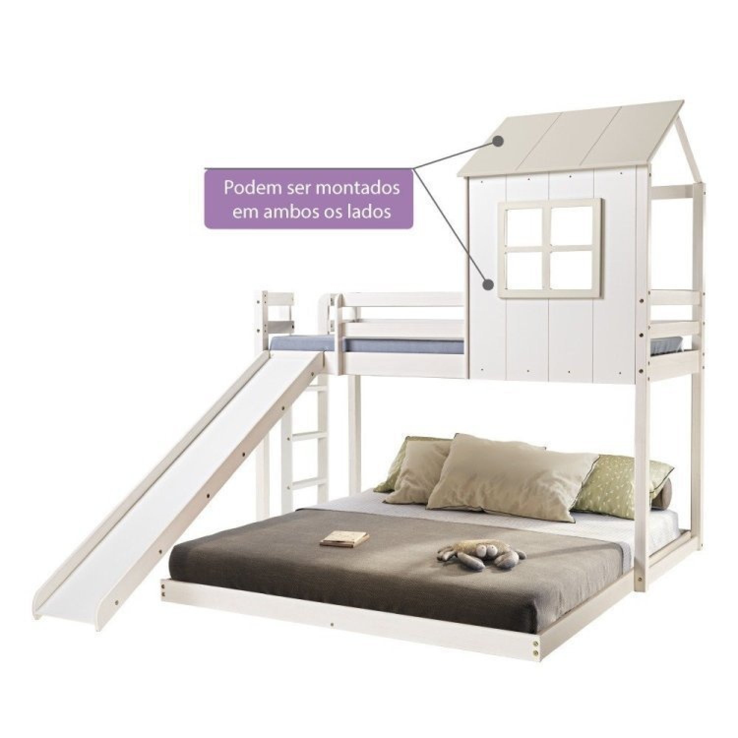 Beliche Solteiro Queen Montessoriano Cabana Family com Escorregador Casatema - 5