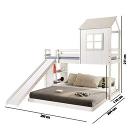 Beliche Solteiro Queen Montessoriano Cabana Family com Escorregador e Estante Casatema - 8