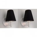 Ver imagem 7 de Kit-2 Arandela Cone Md-2004 Base Branco Cúpula em Tecido 14-14x07cm Preto - Bivolt
