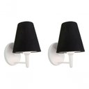 Ver imagem 4 de Kit-2 Arandela Cone Md-2004 Base Branco Cúpula em Tecido 14-14x07cm Preto - Bivolt