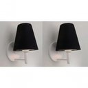 Ver imagem 5 de Kit-2 Arandela Cone Md-2004 Base Branco Cúpula em Tecido 14-14x07cm Preto - Bivolt