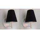 Ver imagem 2 de Kit-2 Arandela Cone Md-2004 Base Branco Cúpula em Tecido 14-14x07cm Preto - Bivolt
