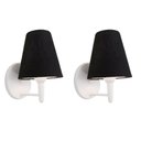 Ver imagem 1 de Kit-2 Arandela Cone Md-2004 Base Branco Cúpula em Tecido 14-14x07cm Preto - Bivolt