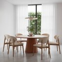 Ver imagem 1 de Mesa de Jantar Redonda para 6 Lugares 140cm Liz Base Cone Amadeirado Ccs