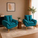 Ver imagem 1 de Kit 2 Poltronas Decorativa Estofada Sala Quarto Escritório Opala Madeira