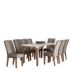 Conjunto Rubi Gold 183x90cm com 8 Cadeiras - 2 Conjunto Rubi Gold 183x90cm com 8 Cadeiras - 2