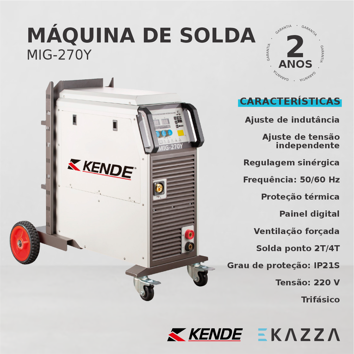 Máquina de Solda Inversora Mma e Mig Mig-270y - Kende - 3