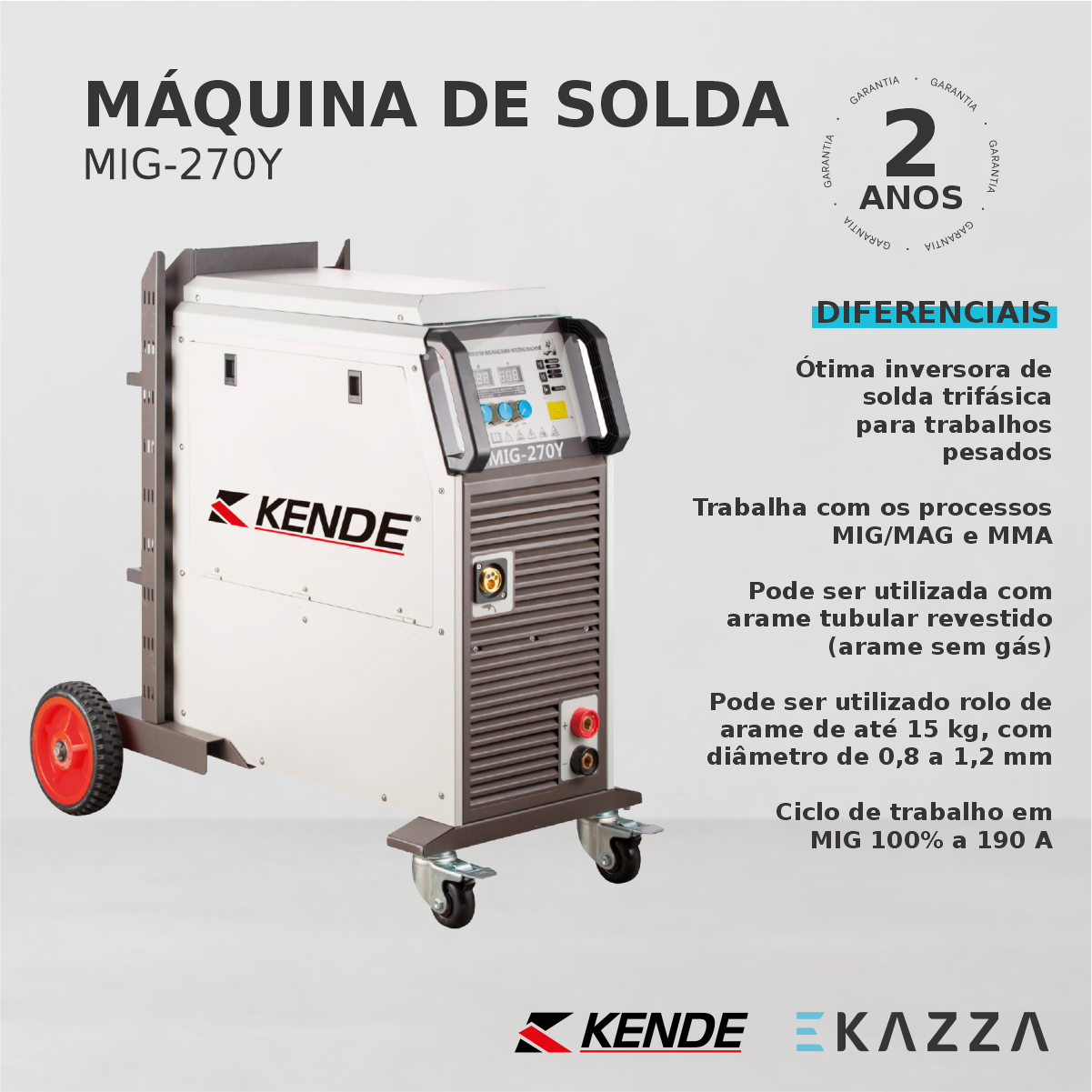 Máquina de Solda Inversora Mma e Mig Mig-270y - Kende - 2