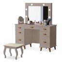 Ver imagem 2 de Penteadeira Camarim New Seul com Banqueta Almofadada Mani – Luapa Móveis