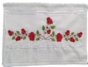 Ver imagem 1 de Toalha Bordada de Mão Lavabo com lindas Rosas na cor vermelha. Dohler Artesanalle Sem Tira Bordada