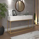 Ver imagem 1 de Aparador Buffet com 2 Gavetas Branco com Dourado